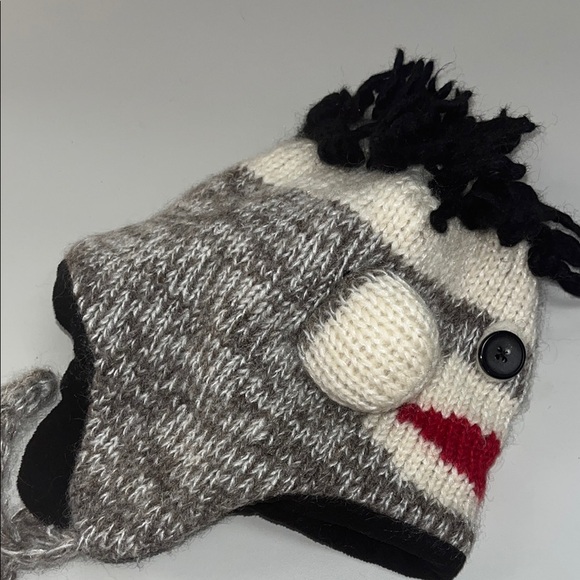 Fun 100% Wool Sock Monkey Hat size large, made in Nepal / preowned - Picture 5 of 11